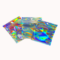 Sacs refermables en Mylar CPP avec fermeture éclair transparente, film holographique laser, emballage cosmétique, recyclables