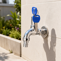 Robinet d'eau extérieur mural moderne en plastique ABS chromé, antivol, à ouverture rapide, 1/2 pouce, simple eau froide, pour jardin