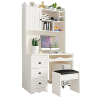 Bureau d'ordinateur convertible en bois blanc de style nordique moderne avec étagère, tiroirs et rangement multifonctionnel pour étudiant, gain de place