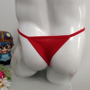 <b>Men</b> Sexy <b>Thong</b> Underwear Low-Rise Breathable With Double Circles Red Solid Color Polyester Fiber - Product Image 3