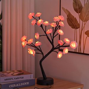 50cm scrivania Bonsai albero luce con 24 Led USB a batteria artificiale supporto fata Rose Led luce albero per la decorazione della stanza - Product Image 2