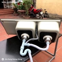 Évier de cuisine double en acier inoxydable Son Ha SUS 304, fait main, station de travail durable, design anti-rouille, finition brossée moderne