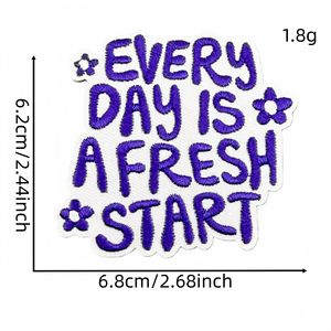 Patchs thermocollants brodés avec citations positives, appliques violettes avec slogan motivant, fleurs et baleines pour vêtements, sacs et décoration DIY - Product Image 2
