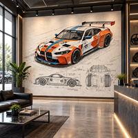 Papier peint mural personnalisé avec plan de voiture de course, décoration de garage automobile personnalisée pour salle d'exposition, café, bureau, club