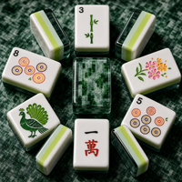 Ensemble de Mahjong Américain Gravé à 4 Couches, Édition Boutique 160 Tuiles Effet Marbré Menthe, Thème Brise Océanique pour Événements Mondains d'Élite