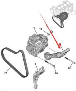Tenditore alternatore adatto per Peugeot 3008, 4008, 5008 <span class=keywords><strong>Citroen</strong></span> <span class=keywords><strong>C5</strong></span> <span class=keywords><strong>Aircross</strong></span> con motore turbo 1.6T 9807033580 1611425480 - Product Image 6