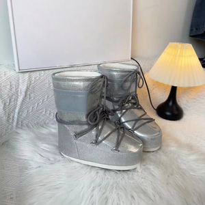 Bottes de neige tendance automne/hiver, luxueuses, sur mesure, douces et confortables, à talons hauts, antidérapantes, chaudes - Product Image 1