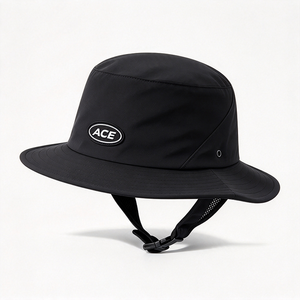 Sombrero de Surf de Nailon Negro UPF50+, Resistente al Agua, de Secado Rápido, con Ala Ancha, Gorra para Deportes Acuáticos con Correa para la Barbilla para la Playa - Product Image 3