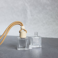 Flacon vide transparent givré de 10 ml avec couvercle en bois, flacon de parfum, diffuseur d'huiles essentielles, désodorisant pour voiture