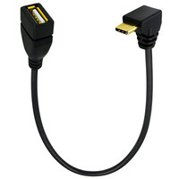 Cable USB 2.0 Hembra Tipo-C 2.0 OTG Chapado en Oro con Ángulo Izquierdo/Derecho/Arriba/Abajo para Teléfono Móvil y Compatibilidad con Memoria USB