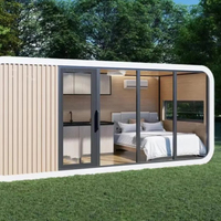 Capsule spatiale de luxe pour l'extérieur, petite maison moderne modulaire préfabriquée avec mobilier complet et salle de bain