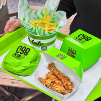 Cajas de Papel para Hot Dogs y Hamburguesas Personalizadas de Grado Alimenticio, Impresión de Cajas de Cartón para Empacar Pollo Frito, Comida Rápida para Llevar