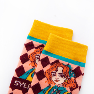 Chaussettes tubulaires longues unisexe, de <span class=keywords><strong>marque</strong></span> française, en vrac, Chaussettes pour fille rouge, avec personnage de dessin animé, mignonne - Product Image 5