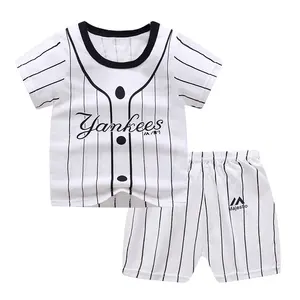 Günstige Sommer Kinder Jungen Kleidung Kinder 2 PCS Kurzarm T-Shirt Anzug Kleinkind Mädchen Pyjama 100% Baumwolle T-Shirt Baby Kleidung Sets