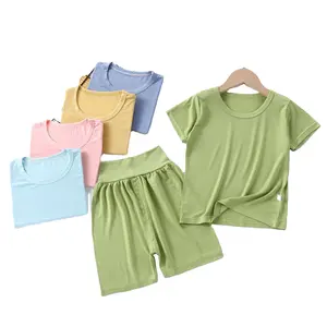 Kids Modal Short Sleeved Suit Boys Girl Summer New Pajamas Children's Wear High Waist Home Wearing Pajamas