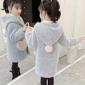 新款冬季毛衣棉质儿童外套衣服幼儿儿童休闲翻领格子羊毛外套