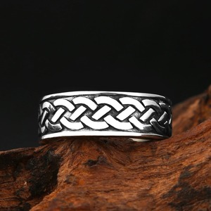 yunnique Viking <b>Men's</b> <b>Titanium</b> Steel <b>Ring</b> Geometric Kettle Knot Pattern Hip Hop Couple Jewelry Gift For <b>Men</b> - Product Image 4