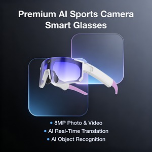 Lunettes de sport intelligentes IA haut de gamme, batterie 290 mAh, <span class=keywords><strong>cam</strong></span>éra d'action HD 8MP vue à la première personne, anti-tremblement EIS, assistant vocal IA, Wi-Fi rapide - Product Image 1