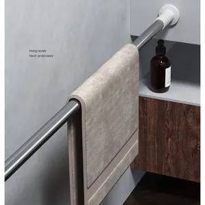 Rideau de salle de bains réglable, tige de tension pour éviter de perforation, pour fenêtre de toilette vêtements
