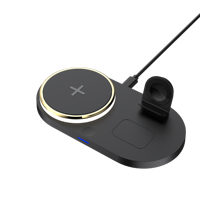 Chargeur sans fil 4 en 1 15W pour téléphone, montre, écouteurs avec sortie USB, lumière ambiante LED, station de charge de bureau