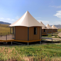 Tente Safari de Luxe en Toile pour Glamping, Kits de Cabanes en Bois avec Salle de Bain