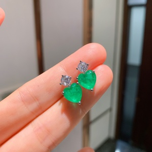 Fashion Eco-friendly Copper Necklace <b>Earrings</b> <b>Set</b> Emerald Green Heart Cut Cubic Zirconia Elegant Bridesmaid Brass Jewelry <b>Sets</b> - Product Image 5