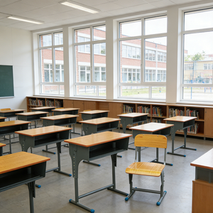 SONGYE - Juego de Escritorio y Silla Ajustable para Estudiantes, Diseño Moderno, con Estructura Metálica y Material de Madera, para Aula Escolar, Modelo ST-101A - Product Image 1