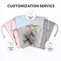 Sac à cordon en toile de coton beige écologique, personnalisé avec logo, portable, petit, réutilisable, pour bijoux, cadeaux, mariage