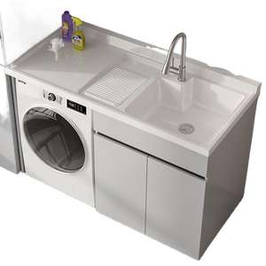 Mesa de lavabo de <span class=keywords><strong>aluminio</strong></span> de nido de abeja moderna de una pieza impermeable MDF baño balcón tambor altura <span class=keywords><strong>lavadora</strong></span> gabinete - Product Image 6