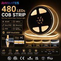 Tira de LED COB RAYMATES UL Dot Spot de 24 V, 5 m, 3000 K, Luz Blanca Cálida, Tira de LED Flexible, Regulable para Techo