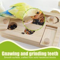 Papan Makan Kayu dengan Penutup Lipat untuk Menyembunyikan Camilan, Merangsang Kecerdasan Burung Beo, Mainan Puzzle Pengumpan