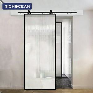Portes coulissantes intérieures insonorisées texturées RICHOCEAN, en verre et aluminium, sans rail, pour chambre à coucher - Product Image 6