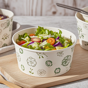 Eco-friendly Take Away Paper Food <b>Container</b> Bowl Disposable Food Paper Fruit Kraft Paper Salad Bowl With Lid - Product Image 1