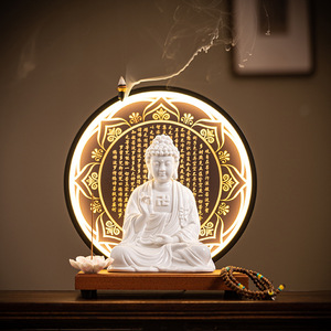 Estatua de Tathagata de sol grande de cerámica, adorno de <span class=keywords><strong>Buda</strong></span> Shakyamuni para decoración Zen para el hogar, entrada aromática para sala de estar, adoración China - Product Image 3