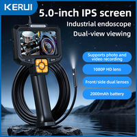[Stock en EE. UU.] Endoscopio Industrial KERUI de 5.0" IPS 1080P con Doble Lente, Cámara Frontal y Lateral, IP67 Impermeable, Cable Resistente, Grabación de Fotos y Vídeos