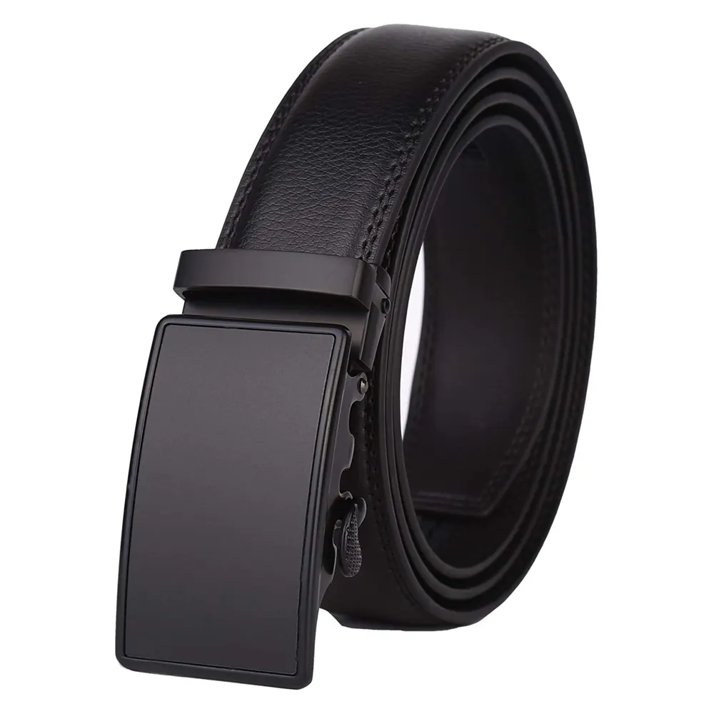 Ratchet Dress Belt With Automatic Buckle Fashion Real Leather Men's Belt