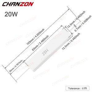 <span class=keywords><strong>10</strong></span> pièces <span class=keywords><strong>20W</strong></span> 5% résistances bobinées en ciment 0.1 - 20K <span class=keywords><strong>Ohm</strong></span> 20Watt résistance céramique bobinée à fil fixe inductif 0.33 1 2.5 <span class=keywords><strong>10</strong></span> 15 2R2 - Product Image 2