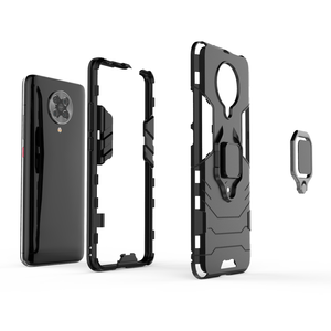 Étui de téléphone portable antichoc et anti-poussière avec support magnétique en TPU+PC, design armure, pour Poco, série Black Panther - Product Image 4