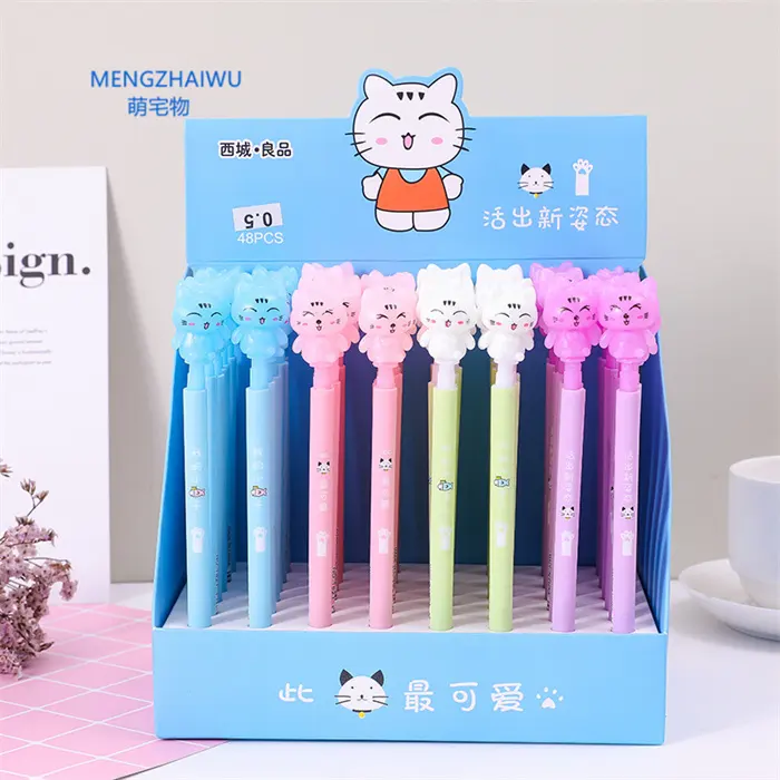 ציוד לבית ספר קוריאני סיטונאים פלסטיק עפרונות 0.5mm חמוד 3D חתול לדחוף עיצוב kawaii עיפרון מכאני