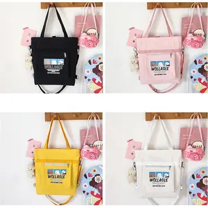 Grosir Tas Tote Kanvas Lucu Warna Penuh Nyaman Gaya Jepang