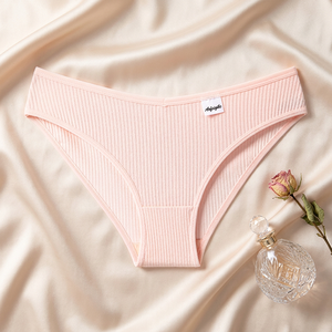 Culottes de bikini côtelées en coton pour femmes, douces, extensibles, couleur unie, taille mi-haute, sous-vêtements respirants pour femmes, grandes tailles, vente en gros - Product Image 2