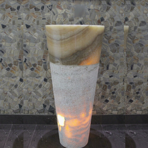 Lavabos Ovalados de Ónix de Bali de Lujo, Modernos, Semi-Pedestal, para Hotel, Villa u Hogar - Product Image 1