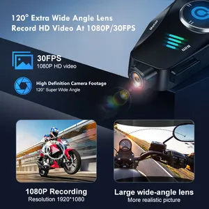 Q28 kamera video sepeda motor, headset kamera 1080P penyesuaian 360 derajat warna biru gigi