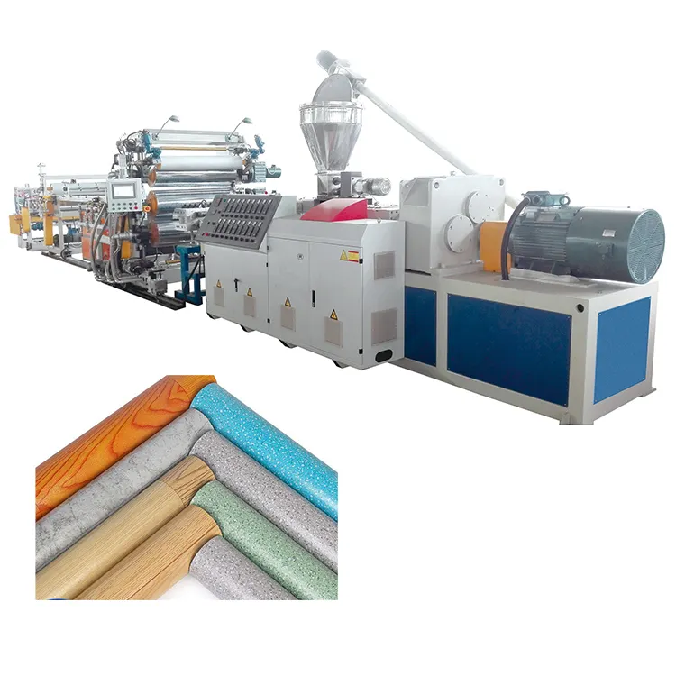 PVC Floor Leather Extrusion Line/ floor leather roll making machine plastic recycling machinery
