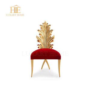 Silla de comedor de lujo francesa para el hogar, cafetería, Hotel, boda, tapicería de hoja dorada, silla de restaurante de terciopelo, diseño moderno sólido para <span class=keywords><strong>Villa</strong></span> - Product Image 5