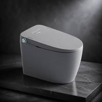 Toilette intelligente en céramique avec siège chauffant allongé, télécommande, siphon en P inclus, fixation au sol