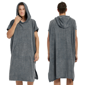 Quantité minimale de commande bas Logo personnalisé couleur unie Super absorbant surdimensionné microfibre à <span class=keywords><strong>capuche</strong></span> plage nager Robe à langer <span class=keywords><strong>adulte</strong></span> Surf Poncho serviettes - Product Image 3