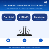 Système de microphone sans fil UHF True Diversity 400 canaux portée 150m avec égaliseur, réverbération et anti-retour pour karaoké, église, scène
