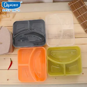 Reusable Leakproof 3 Compartment Disposable Bento Lunch Box Plastic Disposable Food Container