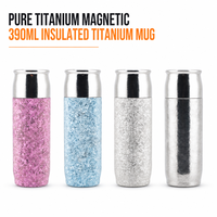 Mug en titane pur magnétique de 390 ml, isolé sous vide, à double paroi, pour la préparation et l'infusion du thé